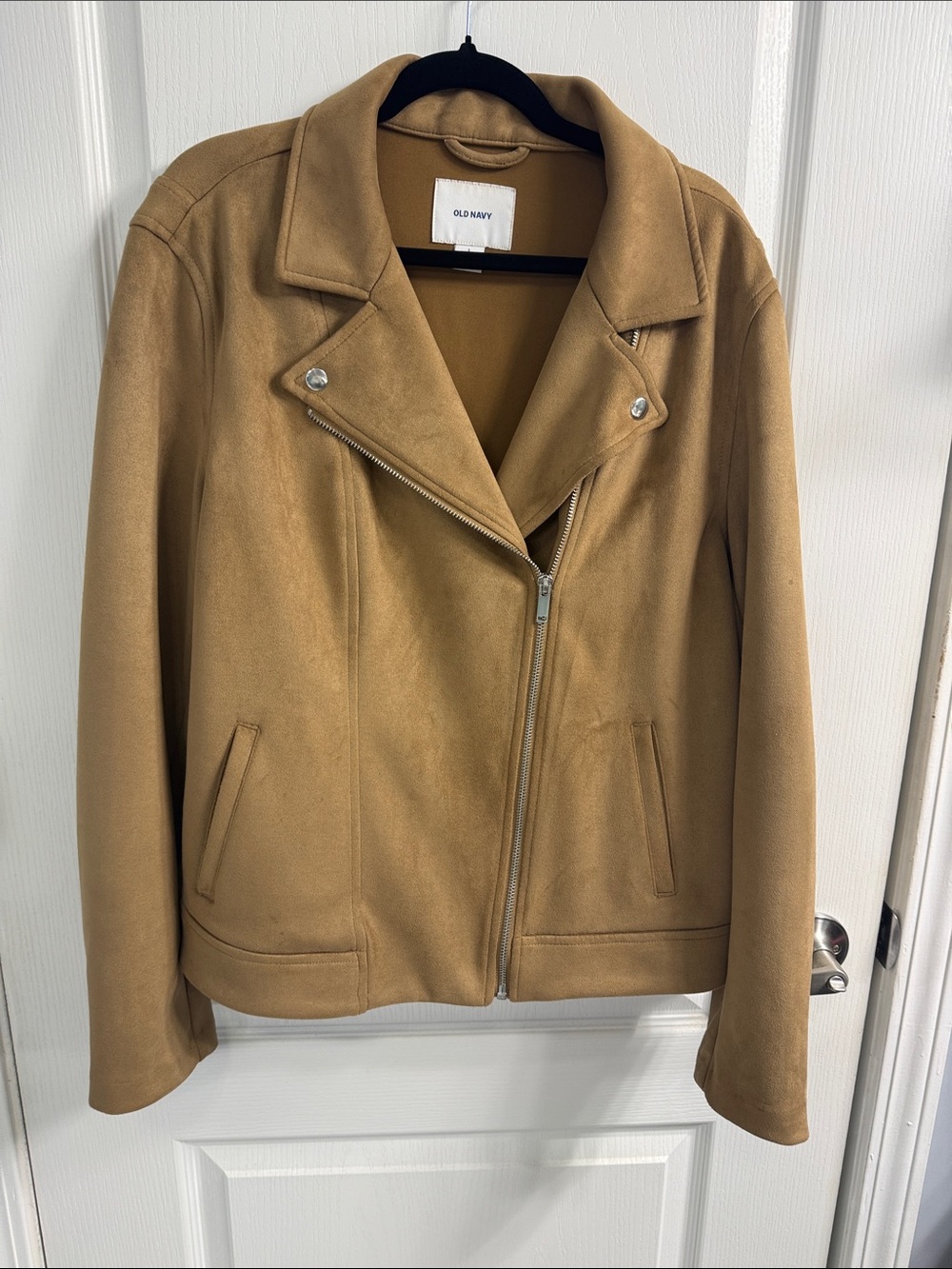 Old Navy Camel Faux-Suede Moto Jacket